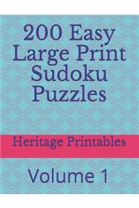 200 Easy Large Print Sudoku Puzzles