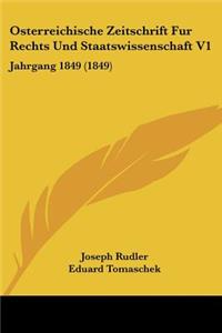 Osterreichische Zeitschrift Fur Rechts Und Staatswissenschaft V1