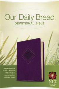 Our Daily Bread Devotional Bible-NLT: New Living Translation, Eggplant, LeatherLike