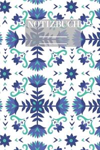 Notizbuch Garten Muster Pattern Pflanzen Blumen Pflanze Flower Blüte Blau Weiss