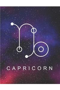 Capricorn: Zodiac Star Sign Large Notebook (8,5 x 11) Inspirational journal for Astrology Lovers, Constellation Notepad with your Horoscope and Star Map -120 w