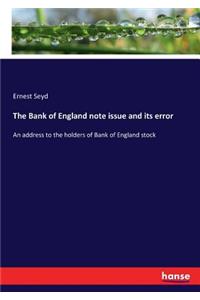 Bank of England note issue and its error