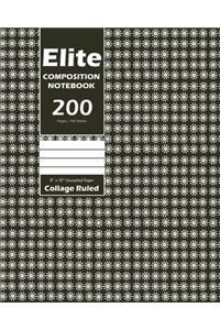 Elite Composition Notebook, Collage Ruled 8 x 10 Inch, Large 100 Sheet, Swamp Green Cover