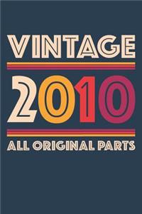 Vintage 2010 Notebook 'All Original Parts' - 9 Years Old Birthday Planner - Retro Journal for Boys and Girls - 9th Birthday Gift