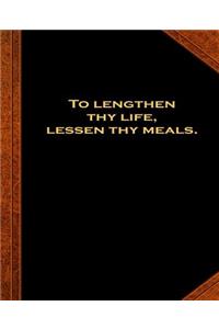 Ben Franklin Quote Lengthen Life Lessen Meals Vintage Style School Composition Book