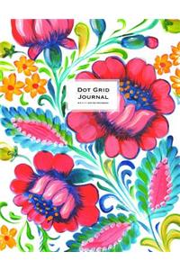 Dot Grid Journal - Dotted Notebook, 8.5 x 11 - Pink Watercolor Flowers