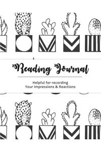Reading Journal: For Book Lovers - Size (8x10) Cactus Design (Vol 1)