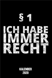 Kalender 2020 Ich Habe Immer Recht