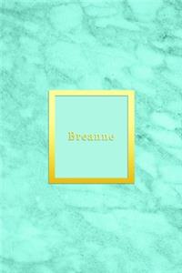 Breanne: Custom dot grid diary for girls - Cute personalised gold and marble diaries for women - Sentimental keepsake notebook journal - Bright blue aqua tea