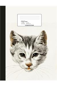 Cat Face Theme College Ruled Composition Book
