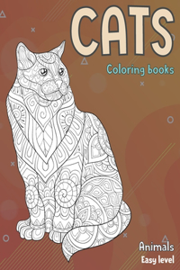 Coloring Books Animals Easy Level - Cats