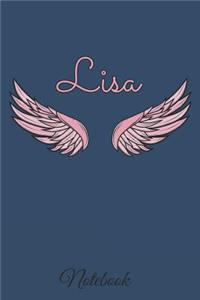 Lisa Notebook: A beautiful personalized angel wings soft cover notebook with 100 lined pages in 6x9 inch format. Personal Diary Personalized Journal Customized Jou