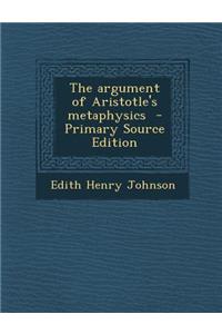 Argument of Aristotle's Metaphysics