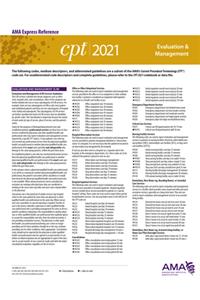 CPT 2021 Express Reference Coding Card: Evaluation and Management