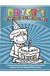 Bryce's Birthday Coloring Book Kids Personalized Books