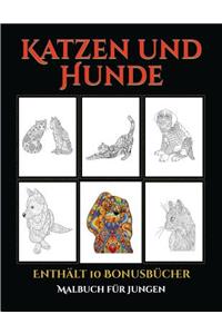 Malbuch für Jungen (Katzen und Hunde)