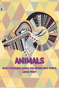 Adult Coloring Books for woman with pencil - Animals - Large Print