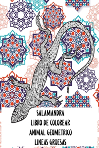Libro de colorear - Líneas gruesas - Animal geométrico - Salamandra
