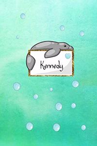 Kennedy: Kawaii Manatee (Teddy Bear of the Sea) personalized notebook. Lined paper with Manatee companions