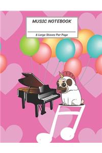 Music Notebook 6 Large Staves Per Page