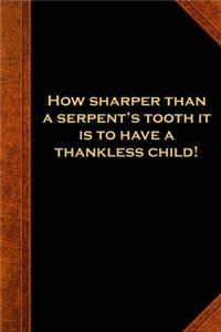 2020 Daily Planner Shakespeare Quote Serpent's Tooth Thankless Child 388 Pages