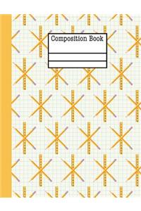 School Days Rulers Pencils Composition Notebook - Wide Ruled