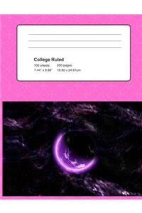 Pink Galaxy College Rule Notebook