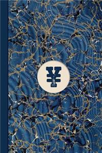 Monogram Symbol Yen Sign Money Management Marble Notebook (Blue Ginger Edition)