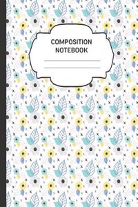 Composition Notebook: College Ruled Narrow Line Comp Books for School - Happy Spring Leaf