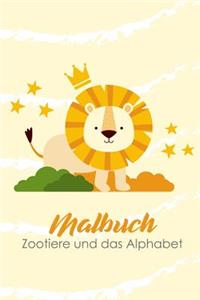 Malbuch zootiere und das alphabet