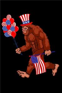 Funny bigfoot with uncle sam hat journal