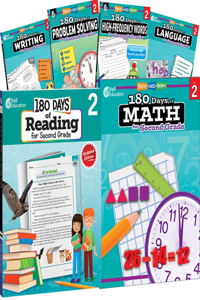 180 Days Reading, High-Frequency Words, Math, Problem Solving, Writing, & Language Grade 2: 6-Book Set