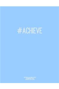 Notebook for Cornell Notes, 120 Numbered Pages, #ACHIEVE, Blue Cover