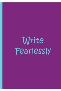 Write Fearlessly - Purple Personalized Journal / Notebook / Blank Lined Pages