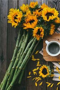 Long-Stemmed Sunflowers and Coffee Journal