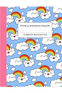 Primary composition notebook 120 pages (60 sheets) 8.5x11 (A4): Rainbow Story journal - Dashed Midline and Picture Space - Grades K-2 I 10 side by side pages with Alphabet Tracing Chart and Letter Tracing Practic