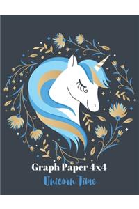 Graph Paper 4x4 Unicorn Time