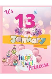 It's 13th January Happy Birthday Princess Notebook Journal