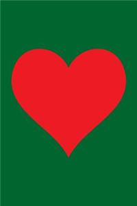 100 Page Blank Notebook - Red Heart on Green