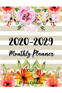 10 Year Calendar Monthly Planner 2020-2029