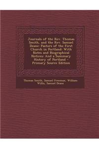 Journals of the REV. Thomas Smith, and the REV. Samuel Deane