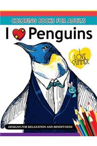 I love Penguin coloring Book for Adults
