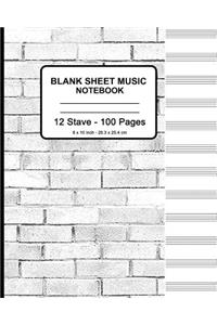 Blank Sheet Music Notebook - Gray Brick Wall