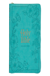 KJV Holy Bible, Thinline Large Print Faux Leather Red Letter Edition - Thumb Index & Ribbon Marker, King James Version, Teal, Zipper Closure