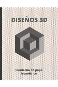 Diseños 3D: Cuaderno de Papel Isométrico Para Realizar Diseños En Arquitectura, Ingenieria, Paisajismo, Modelos En Impresora 3D O Escultura - Plantillas de Triá