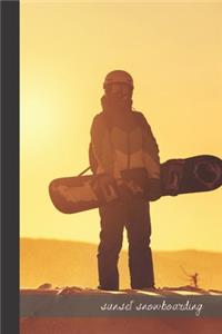 sunset snowboarding