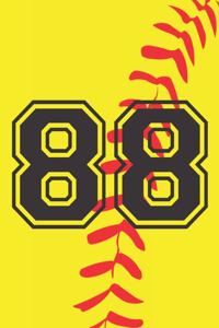 88 Journal: A Softball Jersey Number #88 Eighty Eight Notebook For Writing And Notes: Great Personalized Gift For All Players, Coaches, And Fans (Yellow Red Bla