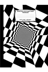 Quad Rule 5x5 Graph Paper Notebook. 7.44" x 9.69" 120 Pages. Black White Squares: Black White Checkerboard Squares 3D Pattern Cover. Square Grid Paper, Graph Ruled Notebook. Math and Science Notebook for teens and adults. 5x5 grid