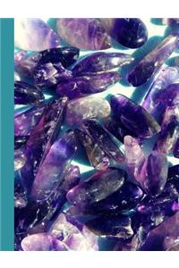 The Sun Shines on Amethyst Stones with Turquoise Background