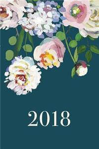 2018: Monthly, Weekly, Daily Planner, January 2018 - December 2018, Navy, Floral